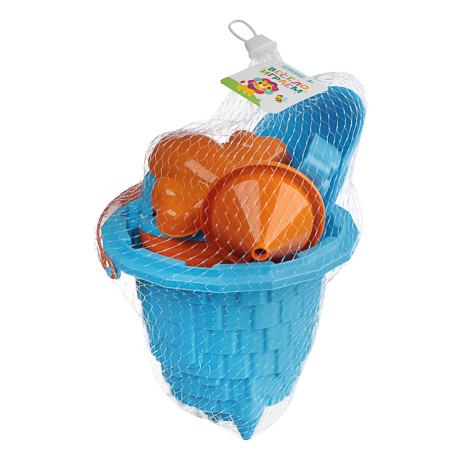 ИГРОЛЕНД Набор для игры в песке 6-8 пр.ведро, лейка, грабли, формочки, пластик, 4 диз., для детей 3+