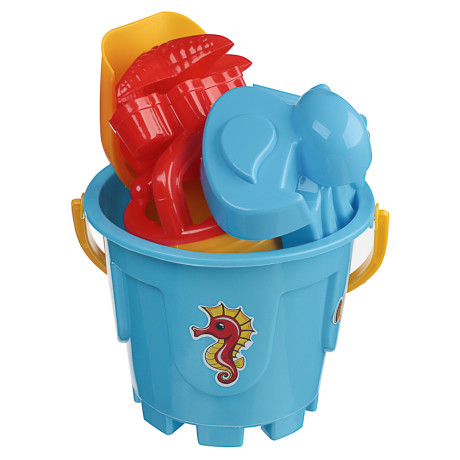 ИГРОЛЕНД Набор для игры в песке 6-8 пр.ведро, лейка, грабли, формочки, пластик, 4 диз., для детей 3+