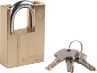 Замок ЗУБР &quot;ЭКСПЕРТ&quot; навесной, латунный корпус, закаленная дужка, с дополнительной защитой, 50мм