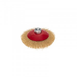 KRANZ Щетка коническая для УШМ, витая латунированная проволока, 115мм, М14 KR-91-1206