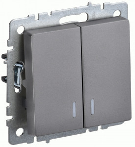 IEK BRITE мех. выкл. 2 кл. инд. 10А ВС10-2-1-БрС сталь BR-V20-1-10-K46