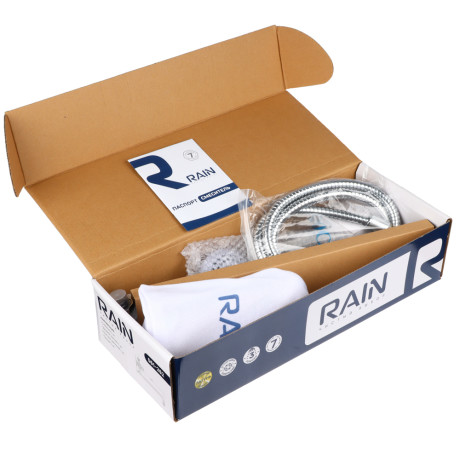 RAIN Смеситель для ванны Кварц, круглый излив 40см, керам. кран-буксы 1/2, душ. набор, латунь, хром