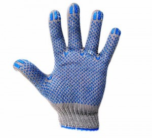 Перчатки х/б с ПВХ «Актив» 32-34 г, 24-25см 3 нити, 10пар/уп (цена за пару) серые 09-0207