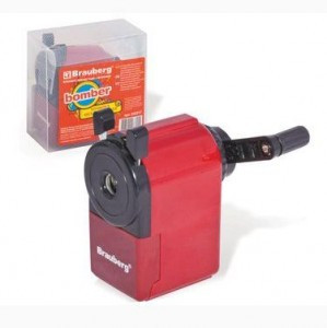 Точилка механическая BRAUBERG "Bomber", металлический механизм, цвет чёрный/бордовый, 222517