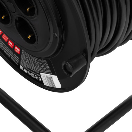 Удлинитель силовой на кабельной катушке, ПВС, 50 м, 4 розетки, 16А, тип УХз16, Сибртех