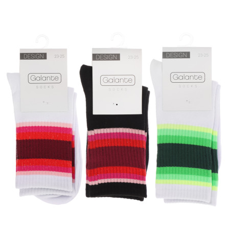 GALANTE Носки женские, р.23-25, 85% хлопок, 10% полиэстер, 5% спандекс, разноцветные, НВ22-22