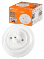 TDM Болонь Выкл СУ фарфор. поворот перекрёстный с ручкой (бантик) 10А белый Ретро SQ1820-0016