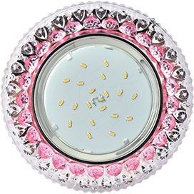 Ecola GX53 H4 LD7009 св-к Круг "Кристалл" подсветка 4K Розовый/Хром 40x125 FP53CCEFB (10!)