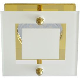 Ecola DL200 MR16 GU5.3 св-к Квадрат со Стеклом Прозр. Матовый/Золото 45x77 FG16ASECB (10!)