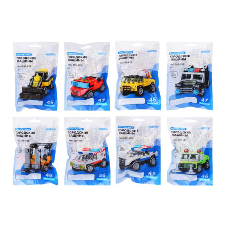 ИГРОЛЕНД Конструктор Городские машины, 45-48 дет., 19x12x2 см, 8 дизайнов