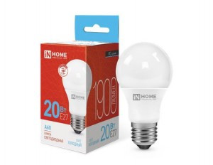 ASD/InHome лампа св/д VC ЛОН A60 E27 20W(1900lm) 6500К 6K 112x60 (без пульсации) 0310