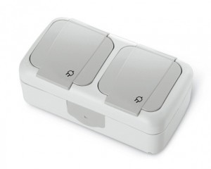 VIKO by Panasonic PALMIYE  гориз. блок роз. (земля)+роз. (земля)  ОУ бел.  16А IP54 90555488