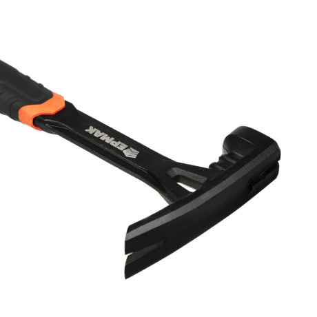 ЕРМАК Молоток-гвоздодер цельнокованый, боек с магнитом, двухкомп.обрезин. рук-ка 450г, 320мм