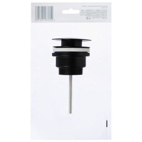 Донный клапан для раковины с переливом, чёрный матовый