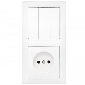 Bylectrica СТИЛЬ Блок (3 выкл. + роз.) СУ белый, (3В-РЦ-689)