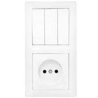 Bylectrica СТИЛЬ Блок (3 выкл. + роз.) СУ белый, (3В-РЦ-689)