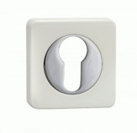 Накладка на цилиндр квадрат. РЕНЦ, белый/хром блестящий INET 02 W/CP