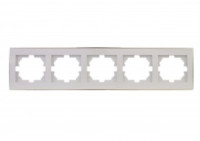 Lezard RAIN рамка 5 мест. горизонт. бел. с бок. вст. золото (PC) 703-0226-150