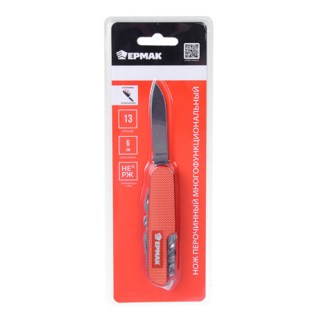Нож перочинный тм ЕРМАК, 15см, многофункциональный, нержавеющая сталь