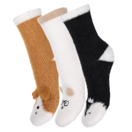 GALANTE Носки новогодние меховые, р.23-25, 93% полиамид, 4% полиэстер, 3% спандекс,  разноцветные