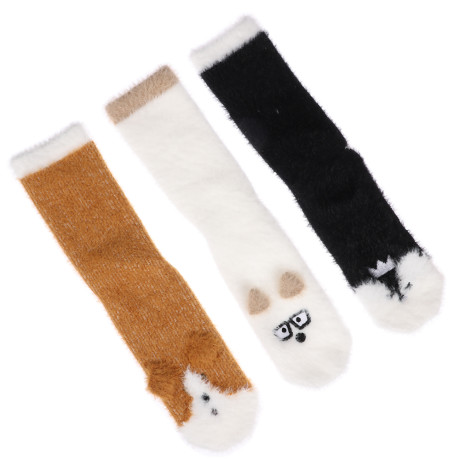 GALANTE Носки новогодние меховые, р.23-25, 93% полиамид, 4% полиэстер, 3% спандекс,  разноцветные