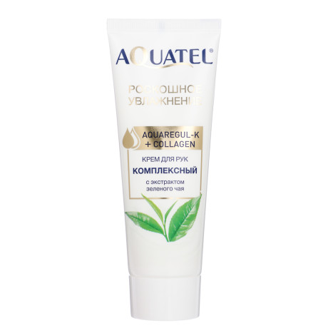Крем для рук "AQUATEL" питательный с кокосовым маслом/с зеленым чаем, туба, 75мл