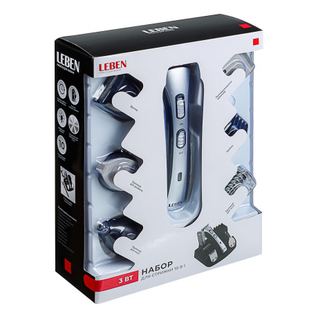 LEBEN Набор для стрижки 10 в 1, с бритвой, триммером, расческой и машинкой для стрижки, HC752