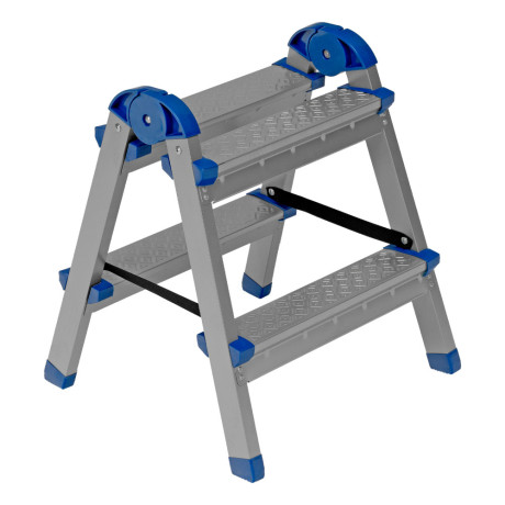 Стремянка двухсторонняя 2 ступени, сталь профиль, стальные ступени, Россия Сибртех