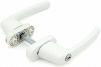 Ручка балконная с кл.+кнопка белая двухстор. симетричная алюмин. Omega BHS 05 9016 белая (30)