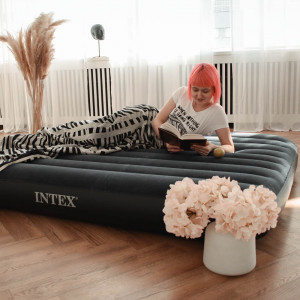 INTEX Кровать надувная Classic downy (Fiber tech) Квин, 1,52м x 2,03м x 25см, 64759