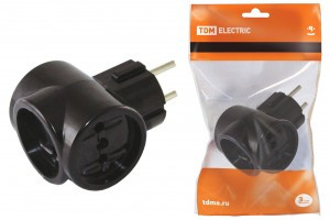 TDM разветвитель (тройник) 3роз. 16А черный (T-образный, карболит) Ретро (20!) SQ1806-0101