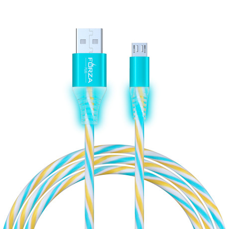 FORZA Кабель для зарядки Конфетти Micro USB, 1м, 1.5А, цветная подсветка, 3 цвета, пакет