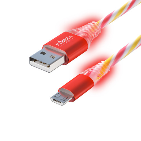 FORZA Кабель для зарядки Конфетти Micro USB, 1м, 1.5А, цветная подсветка, 3 цвета, пакет