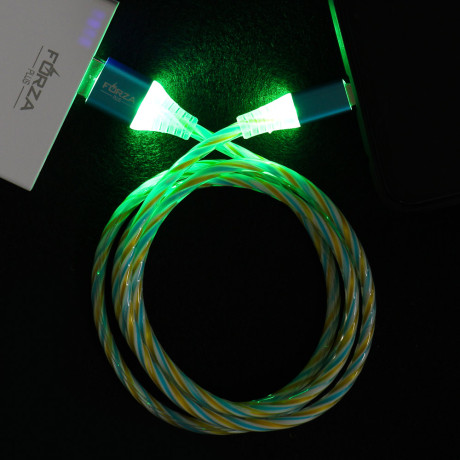 FORZA Кабель для зарядки Конфетти Micro USB, 1м, 1.5А, цветная подсветка, 3 цвета, пакет