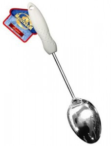 Ложка "Порто" хром/пластик белый (кратность 6шт!!!) AN50-24 Мультидом