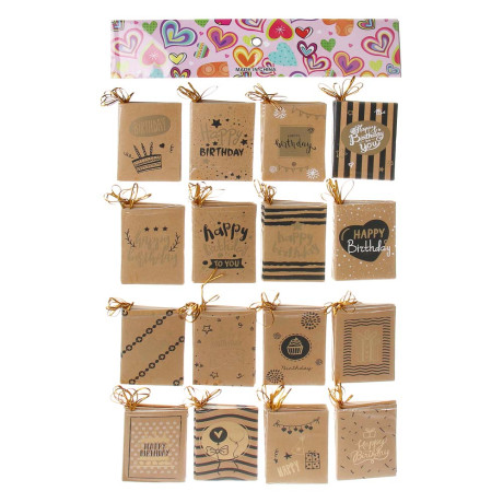 Открытка бирка, 6,7x9,4 см, бумага, микс дизайнов