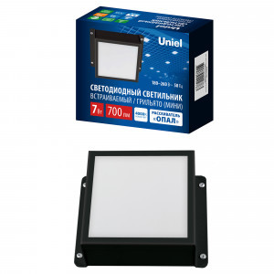Uniel св-к св/д встр. Грильято 7W(700lm) 4000K 4K 100x100мм черн опал драйв. ULP-1010-7W/4000K IP54