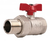 Кран ЗУБР шаровой 1&quot; полнопроходной с накидной гайкой &quot;мама-папа&quot;, бабочка, никелированная латунь