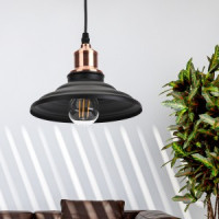 ЭРА PL4 BK/RC LOFT св-к Подвес металл E27 max 60W d203  шагрень черный/медь (10/210) 4524