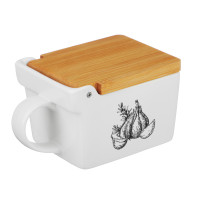 MILLIMI Китчен Банка для соли, 300мл, 15,5х9х7,5см, керамика, бамбук