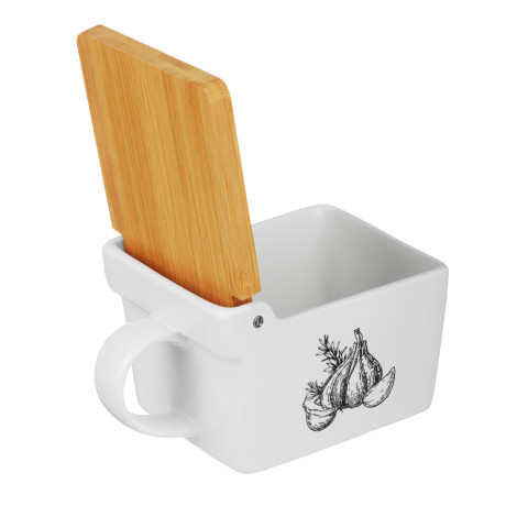 MILLIMI Китчен Банка для соли, 300мл, 15,5х9х7,5см, керамика, бамбук