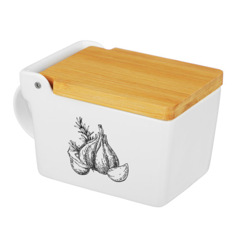 MILLIMI Китчен Банка для соли, 300мл, 15,5х9х7,5см, керамика, бамбук