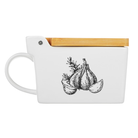 MILLIMI Китчен Банка для соли, 300мл, 15,5х9х7,5см, керамика, бамбук