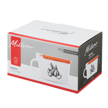 MILLIMI Китчен Банка для соли, 300мл, 15,5х9х7,5см, керамика, бамбук