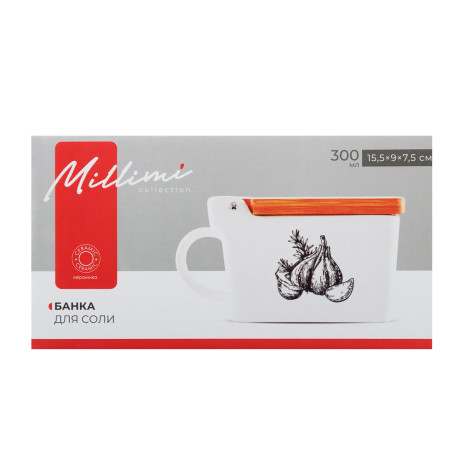 MILLIMI Китчен Банка для соли, 300мл, 15,5х9х7,5см, керамика, бамбук