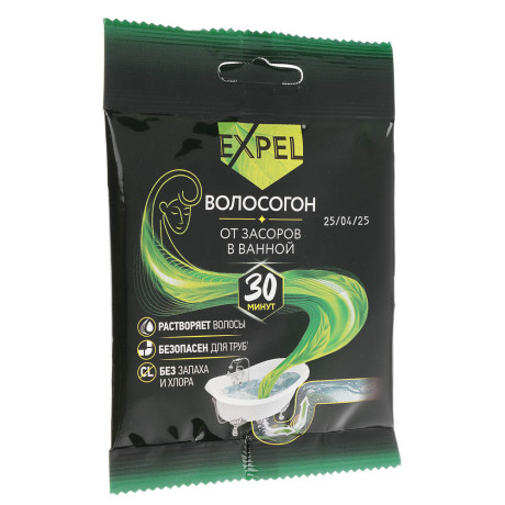 Средство для устранения засоров в ванной Expel Волосогон, 1 саше, 50г