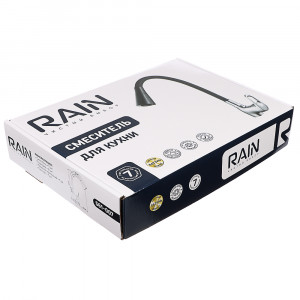 RAIN Смеситель для кухни Веста, гибкий  излив, картридж 35мм, латунь, черный/хром