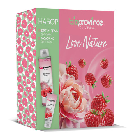 Подарочный набор BIOPROVINCE: крем-гель д/душа Пион и малина, 250мл+молочко для тела, 75мл
