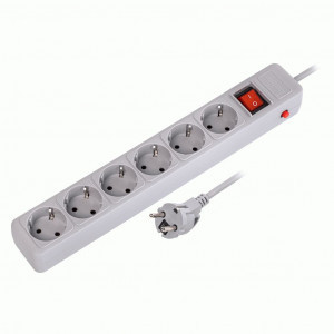 SmartBuy Сетевой фильтр (удл.) ПВС 3x1 6роз. 1.8м 16А серый земля 3500Вт (SBSP-6-18-G)