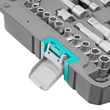 Набор инструментов, 1/2",3/8", 1/4", CrV, пластиковый кейс 142 предмета Stels